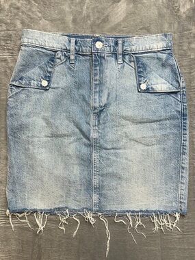 GAP Light Blue Denim Mini Skirt with Frayed Hem
